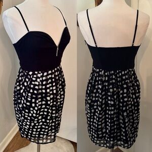 Walter by Walter Baker Black White Mini Dress Zipper strappy sheer Sexy Party M